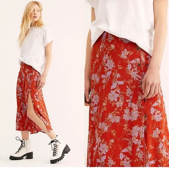 Free people retro love high waisted midi skirt - Picture 10 of 10